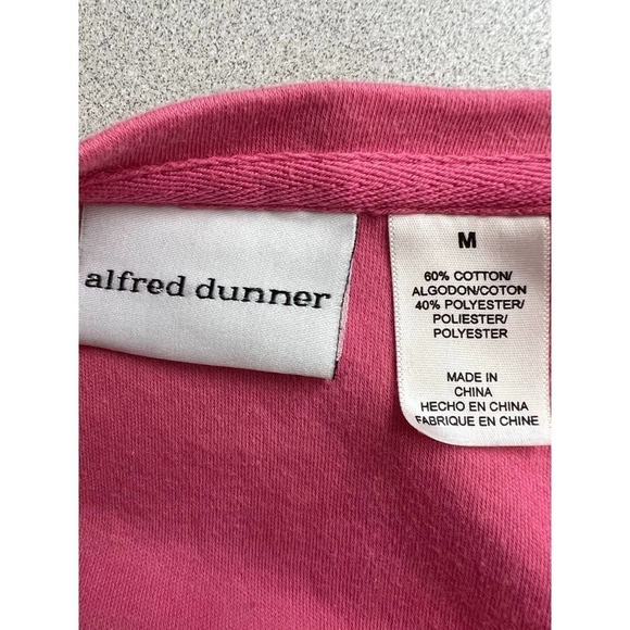 ALFRED Dunner Pink White Floral Embroidered Short Sleeve Top Women's Size Medium - Picture 7 of 7